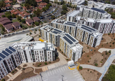 arial shot of 5 apartment high rises