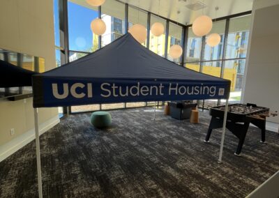 UCI Student Housing branded canopy